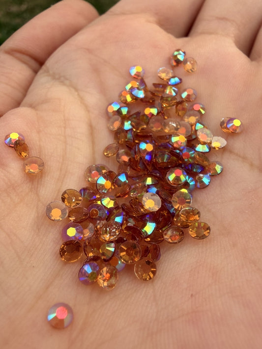 Fioles de strass à coller - Brun noisette AB Transparent - 3 mm