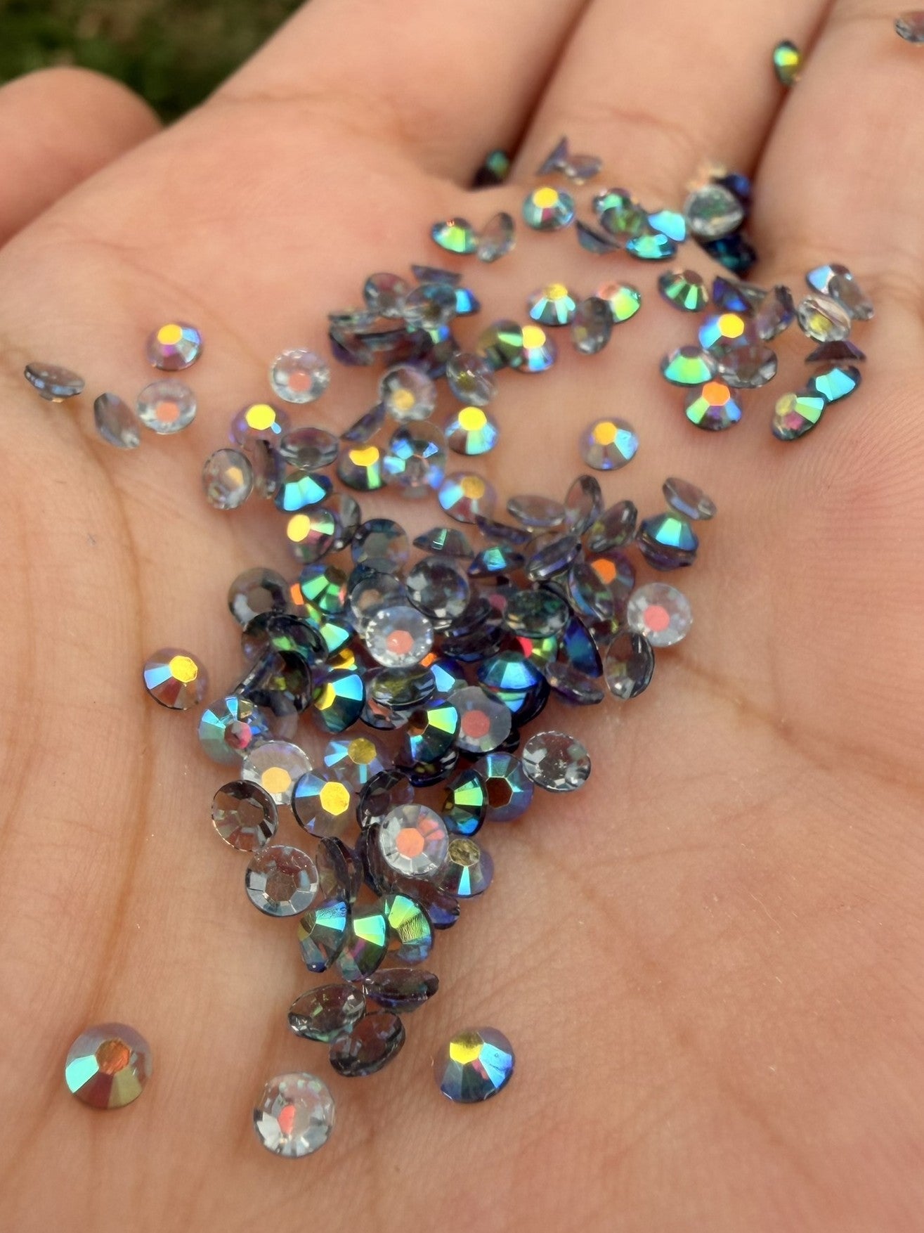 Fioles de strass à coller - Gris ice AB Transparent - 3 mm