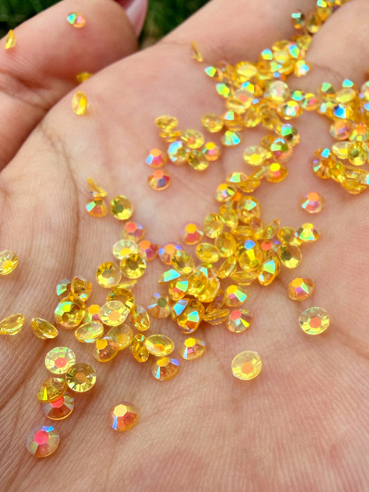 Fioles de strass à coller - Jaune miel AB Transparent - 3 mm