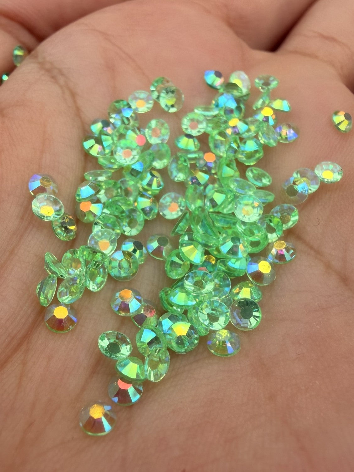 Fioles de strass à coller - Vert jade AB Transparent - 3 mm