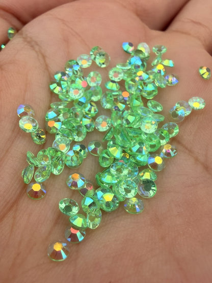Fioles de strass à coller - Vert jade AB Transparent - 3 mm