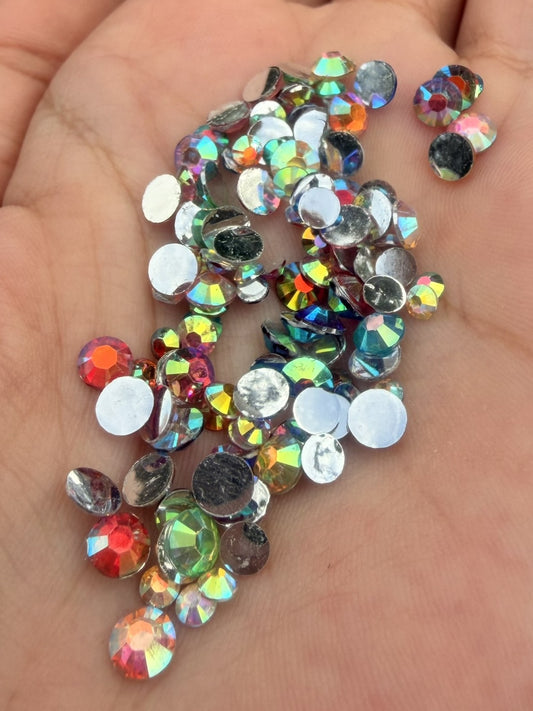 Fioles de strass à coller - Kaléidoscope AB silver - Mix 3-5 mm