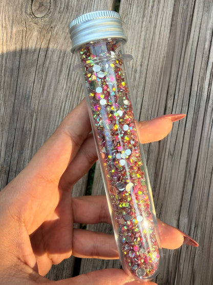 Fioles de strass à coller - Rose framboise AB Silver - Mix 3-5 mm