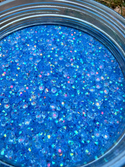 Fioles de strass à coller - Bleu glacier AB Transparent - 3 mm