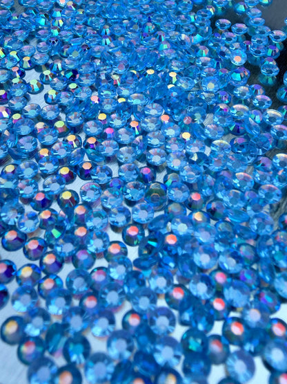 Fioles de strass à coller - Bleu glacier AB Transparent - 3 mm