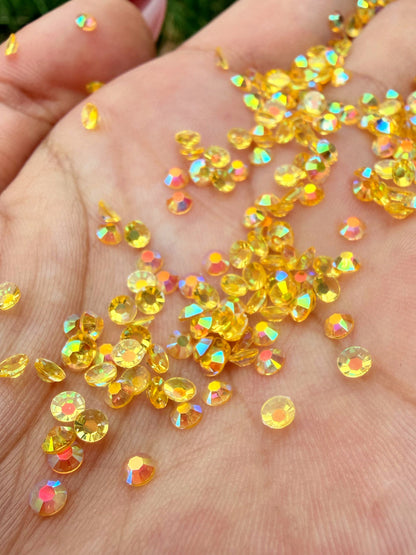 Fioles de strass à coller - Jaune miel AB Transparent - 3 mm