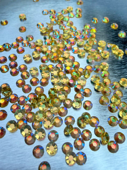 Fioles de strass à coller - Jaune miel AB Transparent - 3 mm