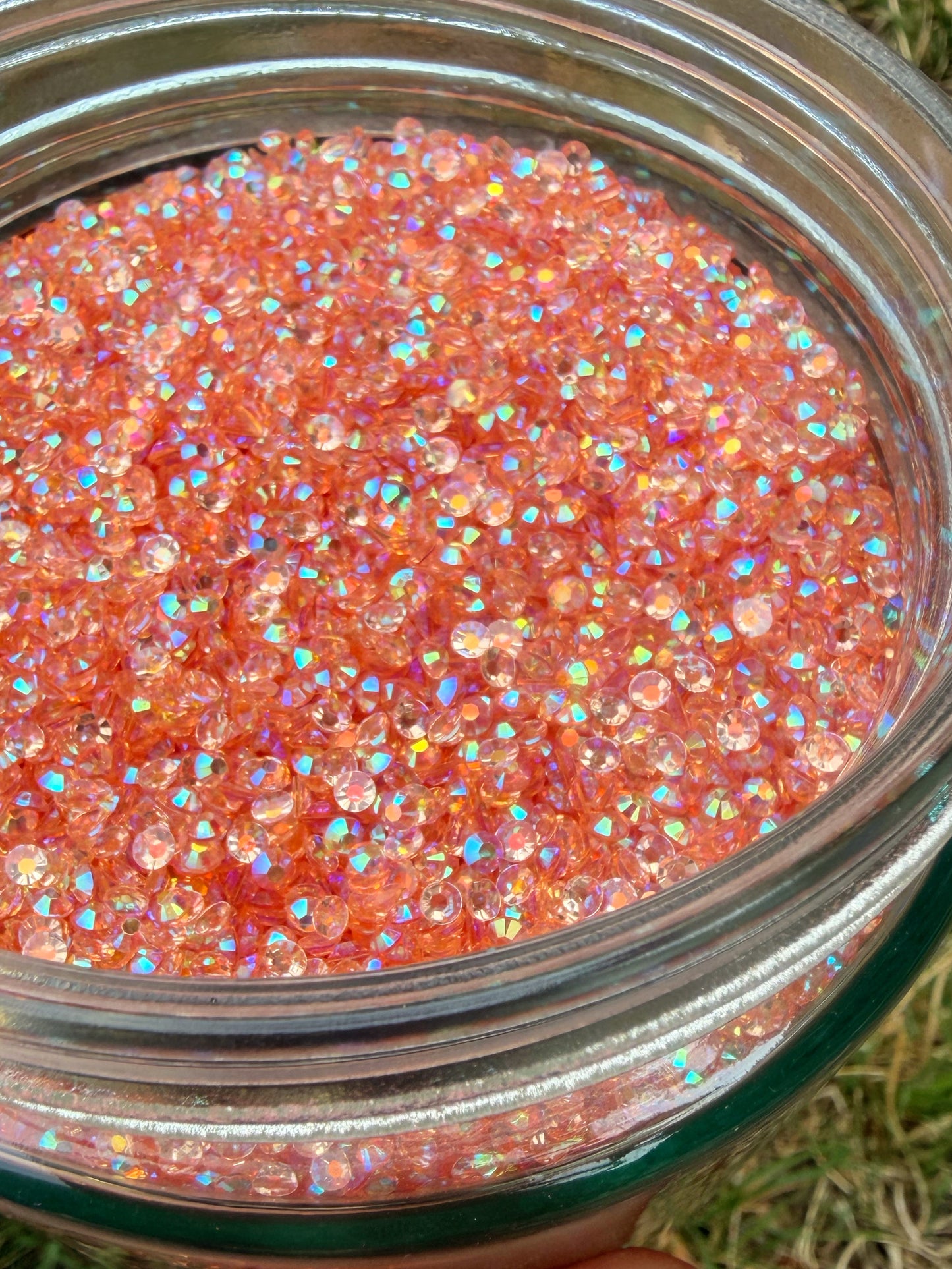 Fioles de strass à coller - Pêche AB Transparent - 3 mm