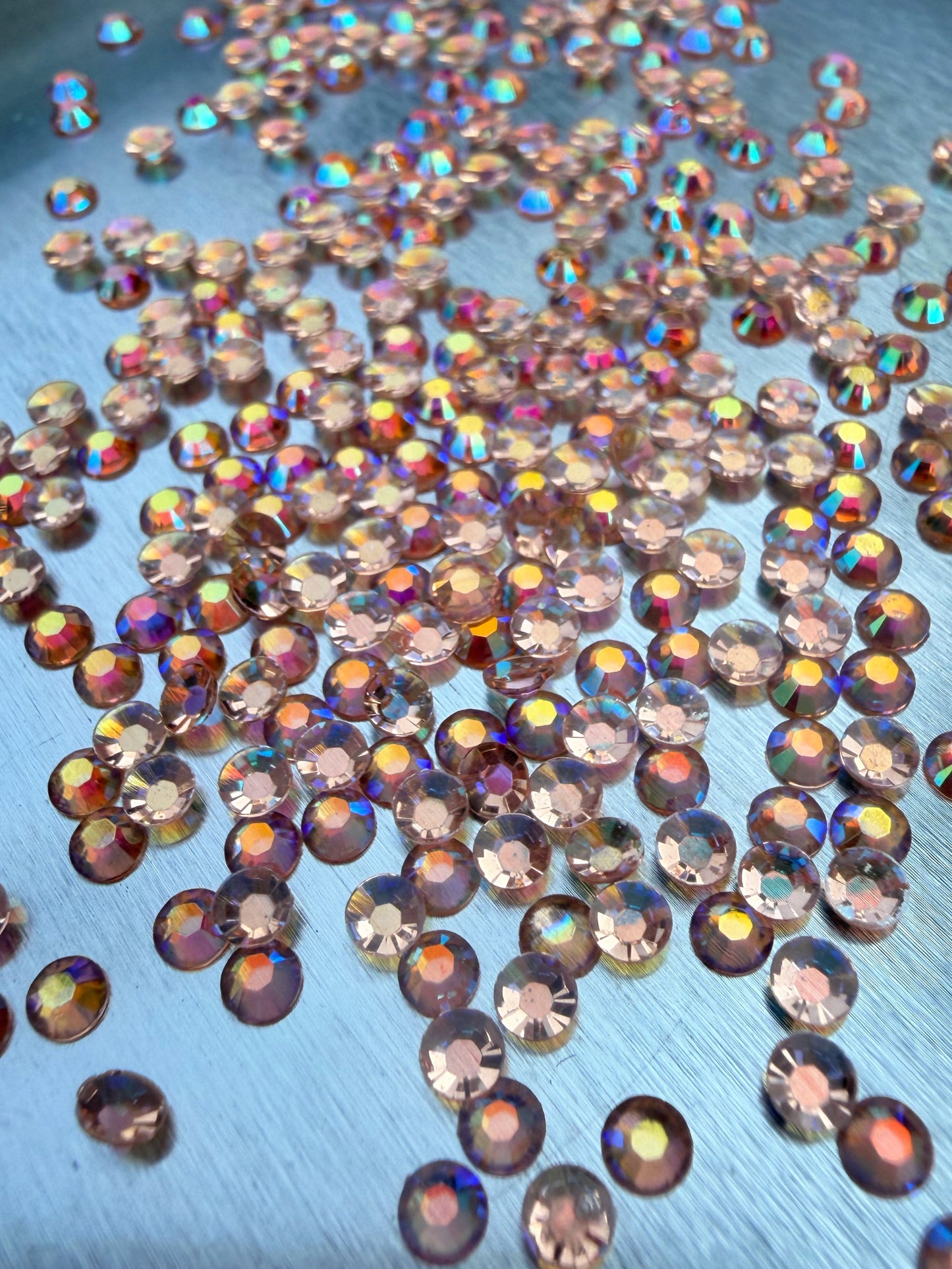 Fioles de strass à coller - Pêche AB Transparent - 3 mm