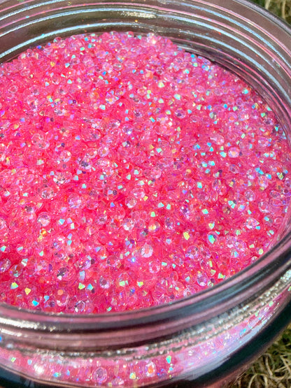 Fioles de strass à coller - Rose bonbon AB Transparent - 3 mm