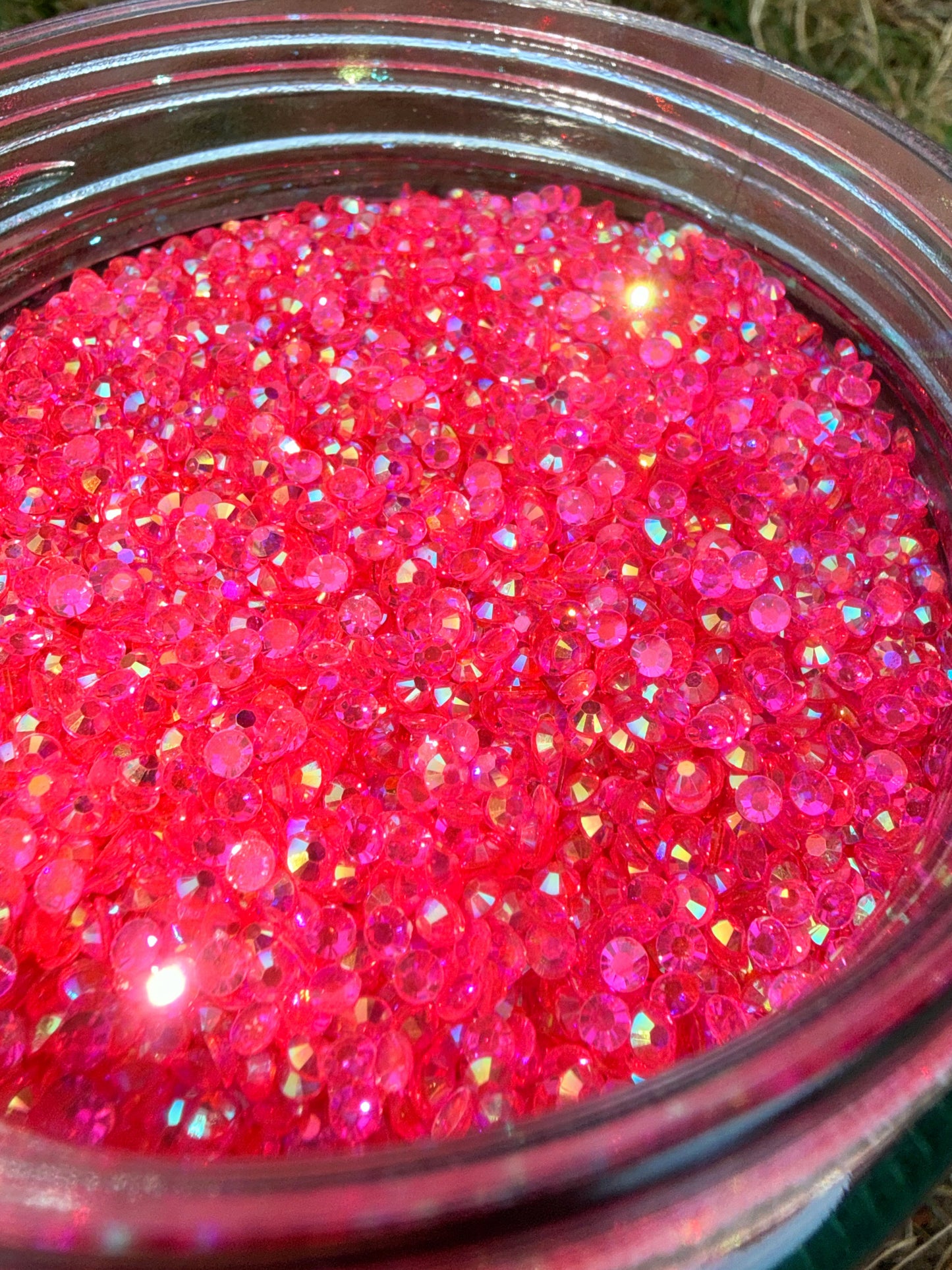Fioles de strass à coller - Rose fuchsia AB Transparent - 3 mm