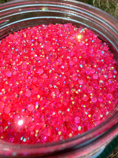 Fioles de strass à coller - Rose fuchsia AB Transparent - 3 mm