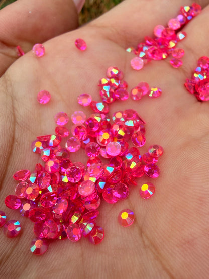 Fioles de strass à coller - Rose fuchsia AB Transparent - 3 mm