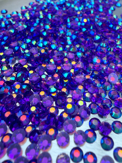 Fioles de strass à coller - Violet indigo AB Transparent - 3 mm