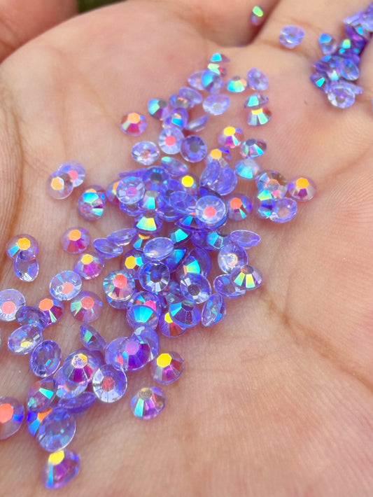 Fioles de strass à coller - Violet pervenche AB Transparent - 3 mm